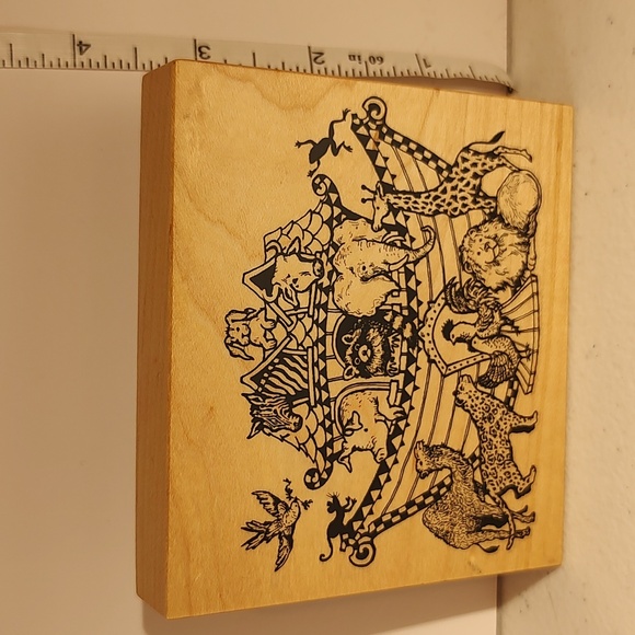 Noah's Ark Wood Mounted Rubber Stamp Never Used PSX Rooster Pig Cow Frog Giraffe - Picture 1 of 4